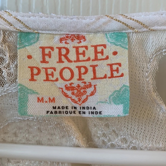 Free People Golden Metallic Goddess front button Tunic Top Ivory gold Medium - Picture 4 of 9